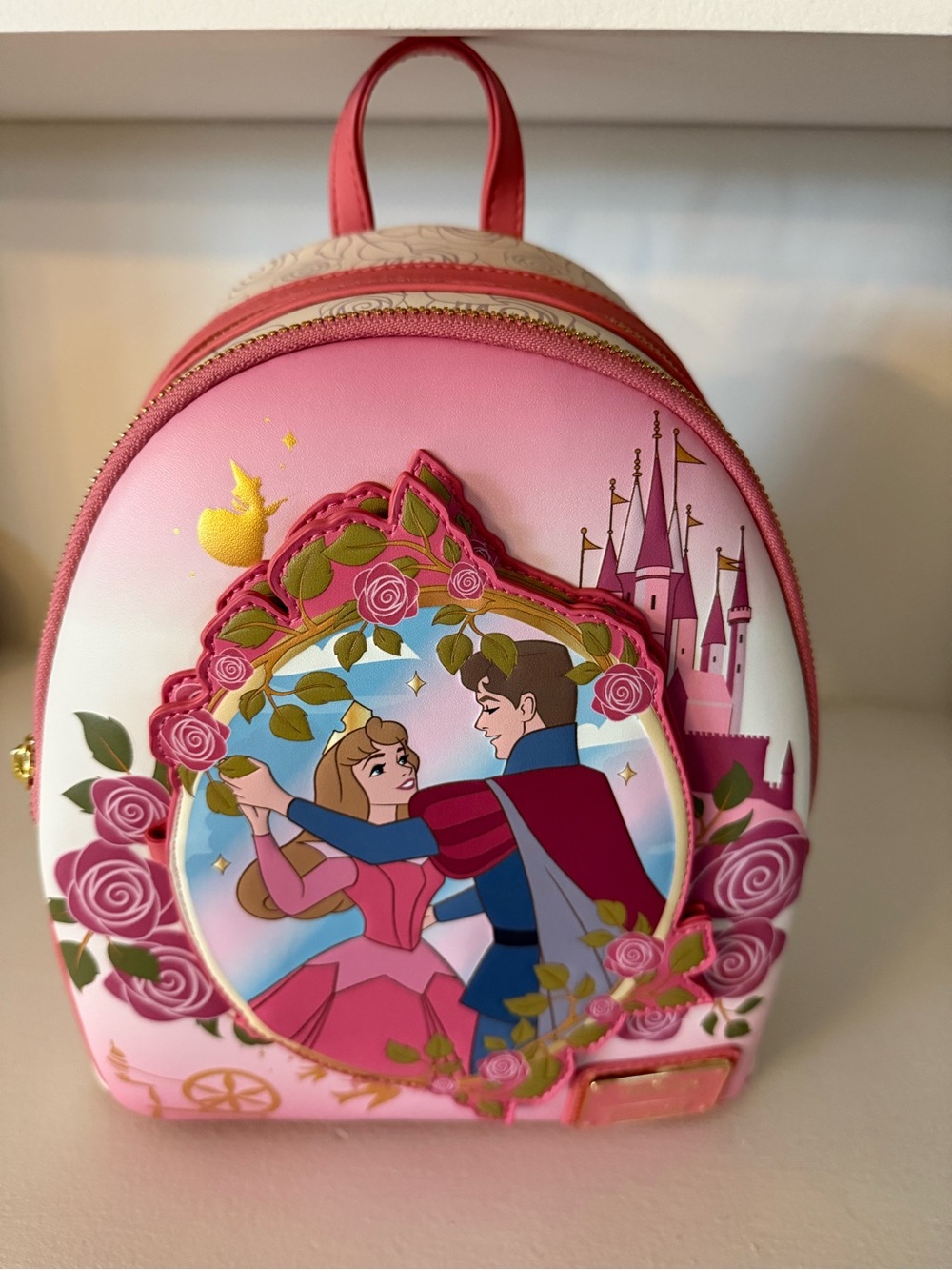 Loungefly Disney Sleeping Beauty Aurora Pink Castle Mini Backpack